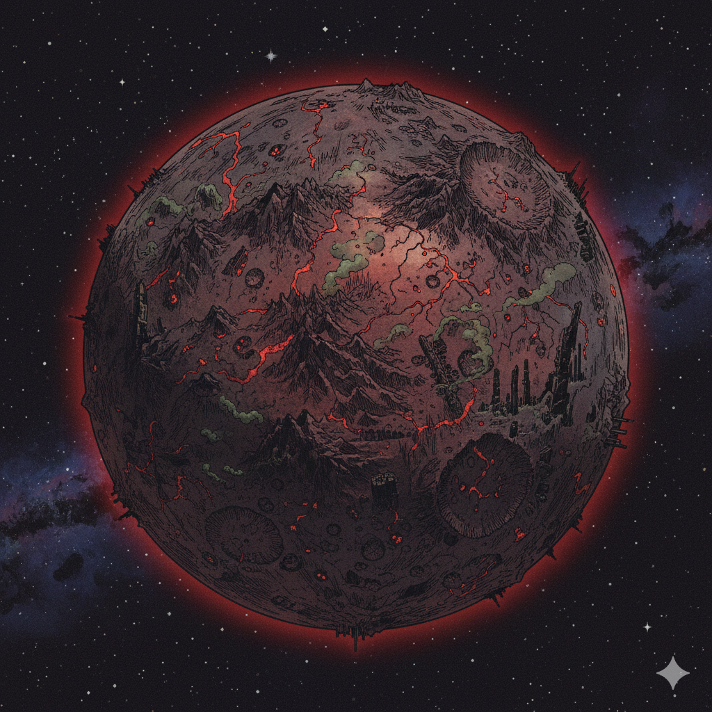 Ilustración de un mundo de la saga